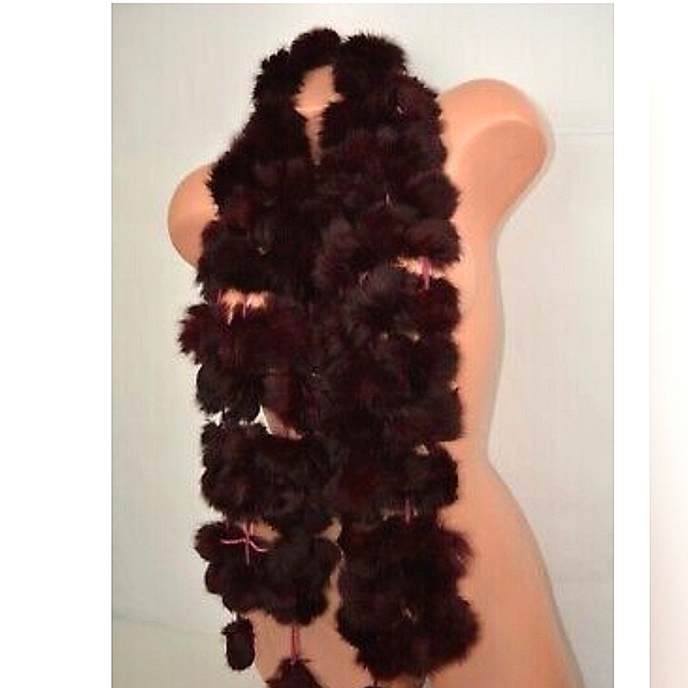 Rabbit Fur Ball Scarf Wrap